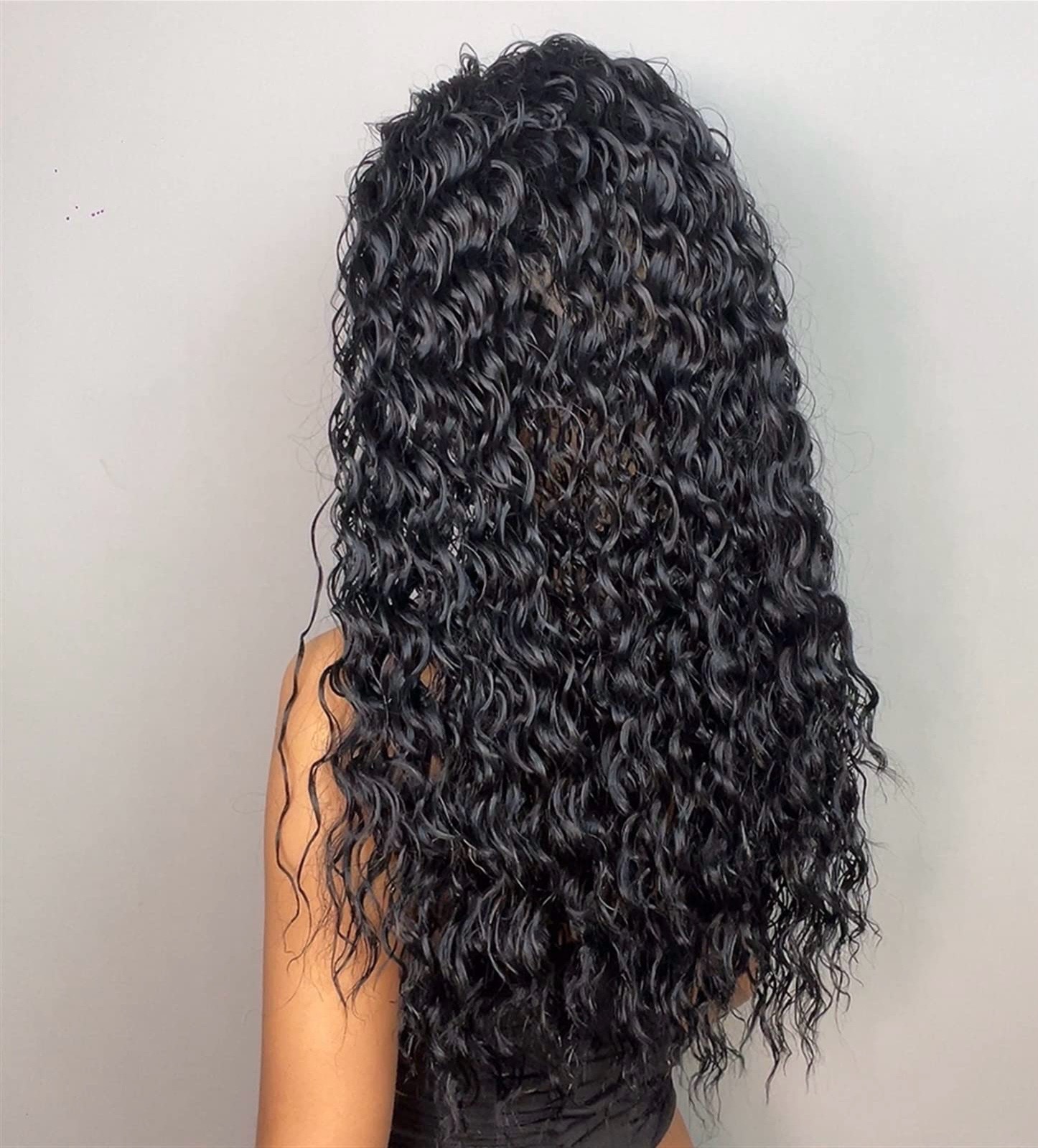 Model with silk-pressed HD lace wig